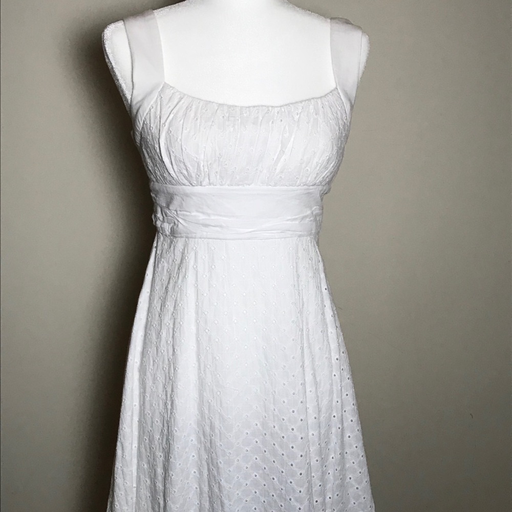 B.Smart White Eyelet Dress Sleeveless
